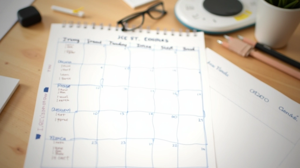 Calendário mostrando marcações de revisão em dias específicos, com anotações ao lado indicando cronograma de estudo